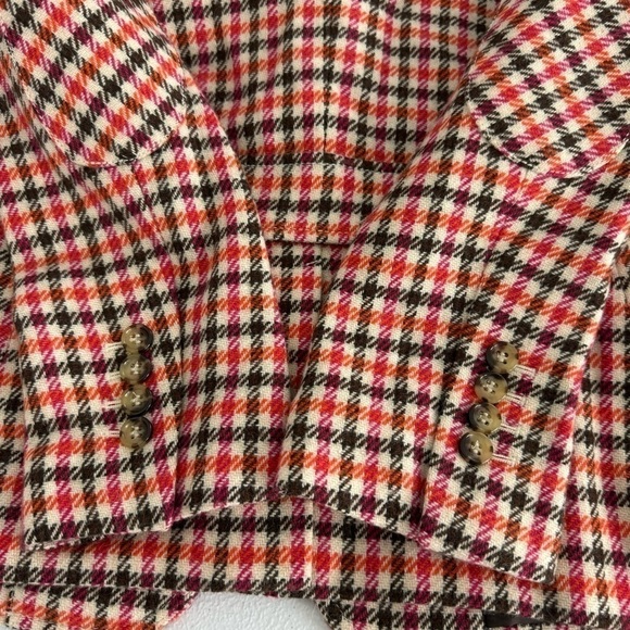 Talbots Houndstooth Plaid Wool Blazer Academia Size 6P Elbow Patch Women - Picture 16 of 16